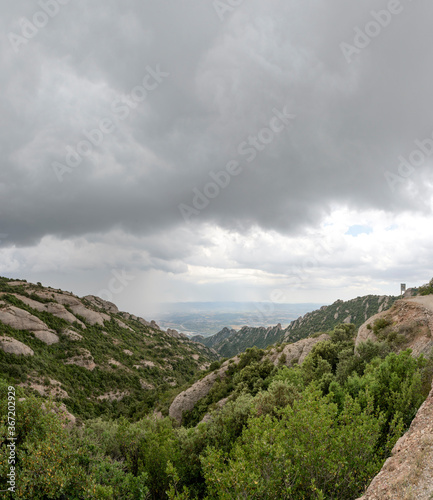 High angle view from Montserrat mountain towards Esparreguera, Catalonia, Spain.