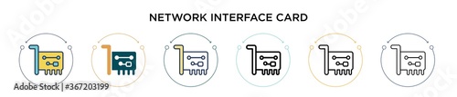 Network interface card icon in filled, thin line, outline and stroke style. Vector illustration of two colored and black network interface card vector icons designs can be used for mobile, ui, web