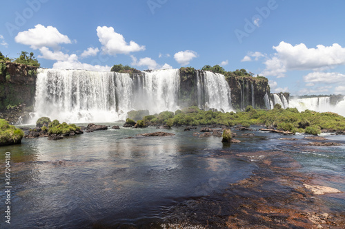 Forest  waterfalls and river with rocks