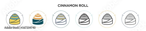 Cinnamon roll icon in filled, thin line, outline and stroke style. Vector illustration of two colored and black cinnamon roll vector icons designs can be used for mobile, ui, web