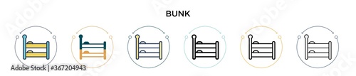 Bunk icon in filled, thin line, outline and stroke style. Vector illustration of two colored and black bunk vector icons designs can be used for mobile, ui, web