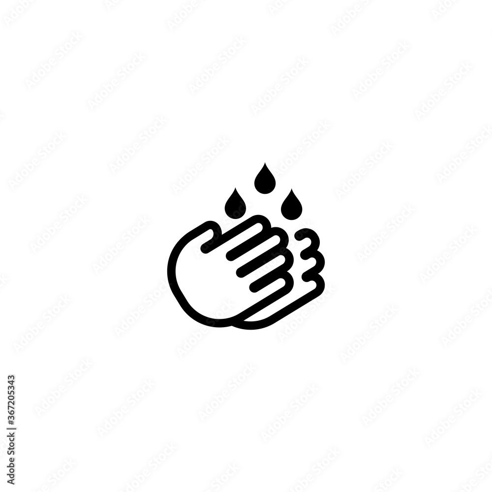 Hand washing line icon. Cleaning with water drop. Hygiene symbol. Moisturizing oil. Skin care sign. Vector on isolated white background. EPS 10 Hand washing line icon. Cleaning with water drop. Hygiene symbol. Moisturizing oil. Skin care sign. Vector on isolated white background. EPS 10