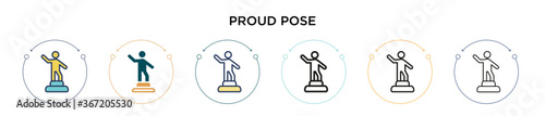 Proud pose icon in filled, thin line, outline and stroke style. Vector illustration of two colored and black proud pose vector icons designs can be used for mobile, ui, web