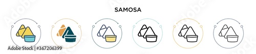 Samosa icon in filled  thin line  outline and stroke style. Vector illustration of two colored and black samosa vector icons designs can be used for mobile  ui  web