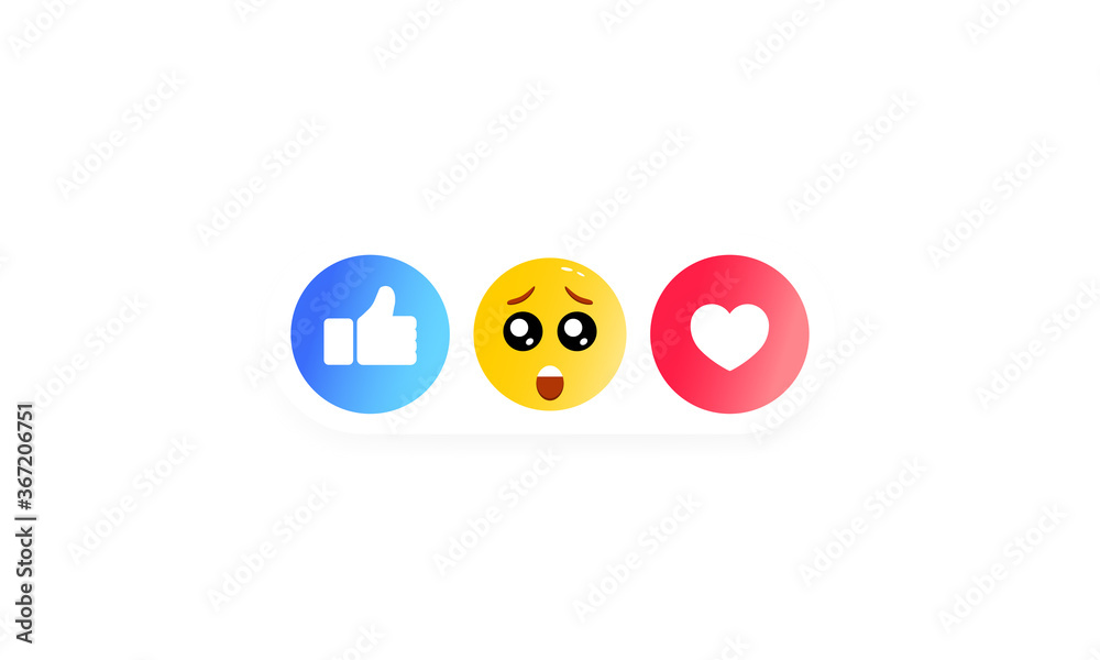 Like heart, smiley, thumb up icon like. Social media icons. Vector on isolated white background. EPS 10. Laugh, wonder, sad, and angry head emoticons Like heart, smiley, thumb up icon like. Social media icons. Vector on isolated white background. EPS 10. Laugh, wonder, sad, and angry head emoticons