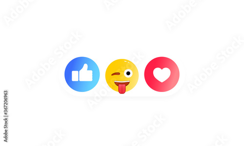 Set for social chat reactions. Like heart, smiley, thumb up icon like. Social media icons. Vector on isolated white background. EPS 10