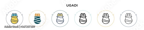 Ugadi icon in filled, thin line, outline and stroke style. Vector illustration of two colored and black ugadi vector icons designs can be used for mobile, ui, web