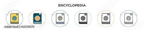 Encyclopedia icon in filled, thin line, outline and stroke style. Vector illustration of two colored and black encyclopedia vector icons designs can be used for mobile, ui, web