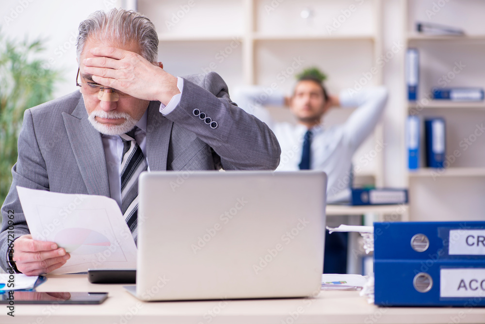 Two accountants working in the office Two accountants working in the office