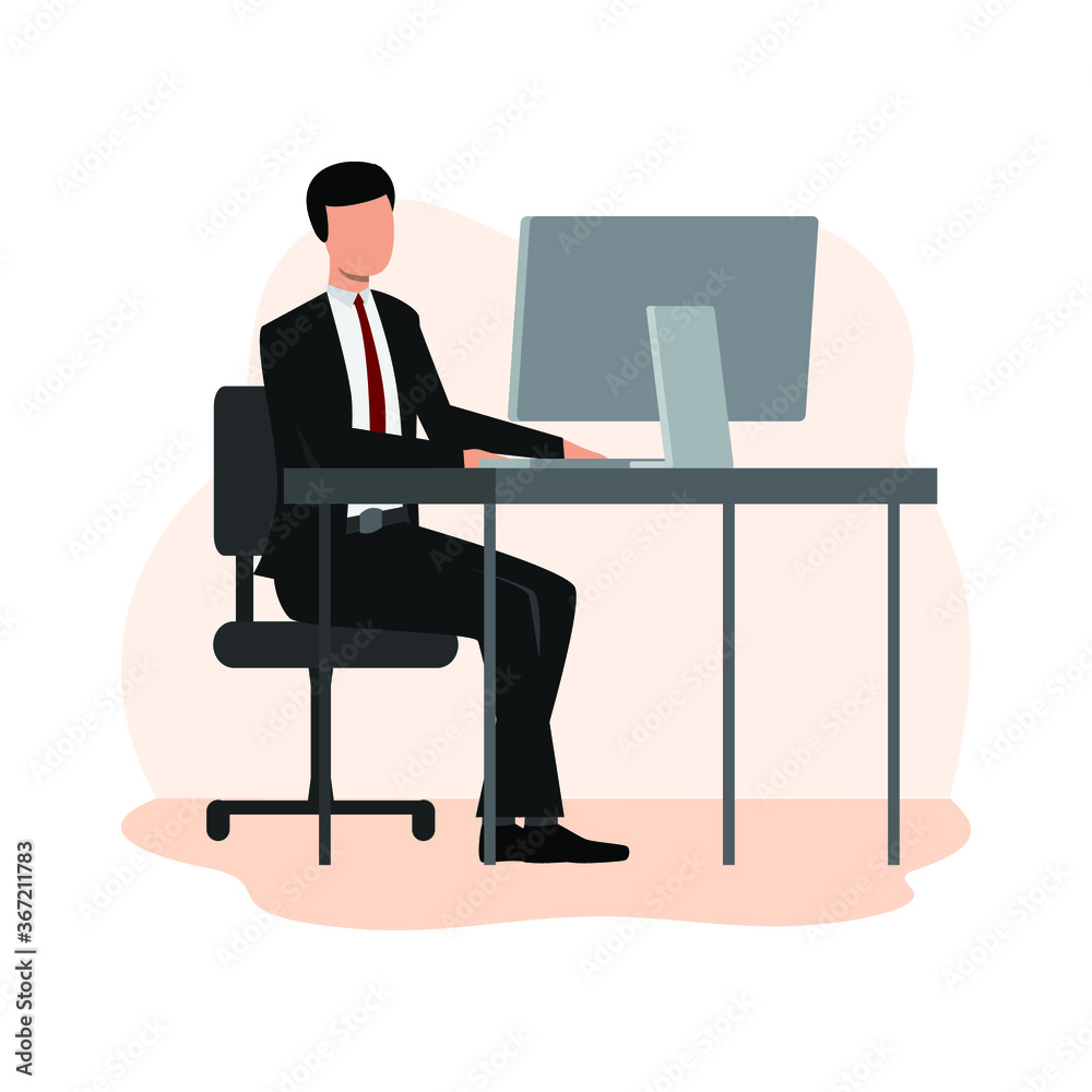 Man working at their job office Vector