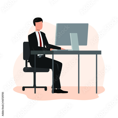 Man working at their job office Vector