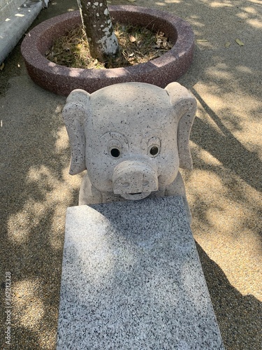 Εκτύπωση καμβά Tête de cochon sur un banc à George Town, Malaisie
