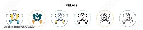 Pelvis icon in filled, thin line, outline and stroke style. Vector illustration of two colored and black pelvis vector icons designs can be used for mobile, ui, web