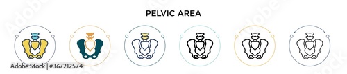 Pelvic area icon in filled, thin line, outline and stroke style. Vector illustration of two colored and black pelvic area vector icons designs can be used for mobile, ui, web