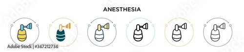 Anesthesia icon in filled, thin line, outline and stroke style. Vector illustration of two colored and black anesthesia vector icons designs can be used for mobile, ui, web