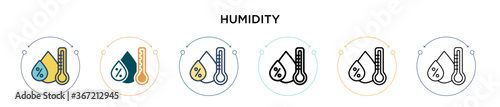 Humidity icon in filled, thin line, outline and stroke style. Vector illustration of two colored and black humidity vector icons designs can be used for mobile, ui, web