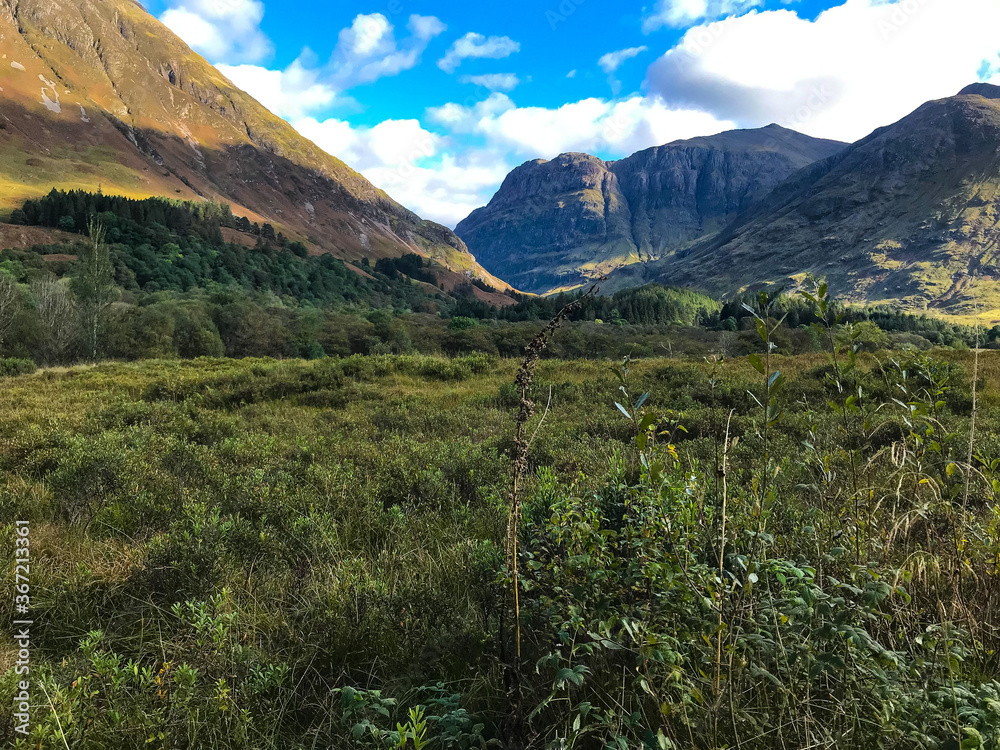 a photo of the Glencoe landscape in Scotland