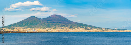Mount Vesuvius seen from the shores of the golf of Naples, Italy