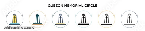 Quezon memorial circle icon in filled, thin line, outline and stroke style. Vector illustration of two colored and black quezon memorial circle vector icons designs can be used for mobile, ui, web