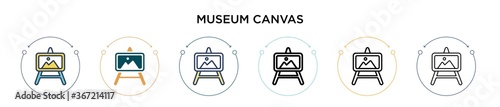 Museum canvas icon in filled, thin line, outline and stroke style. Vector illustration of two colored and black museum canvas vector icons designs can be used for mobile, ui, web