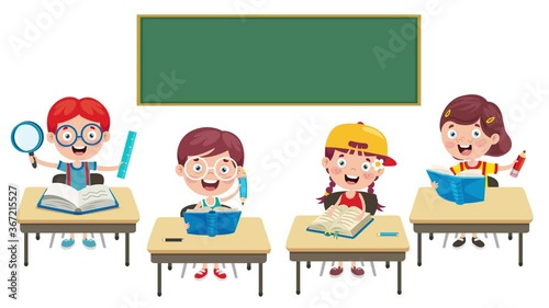 Animation Of Cartoon School Children