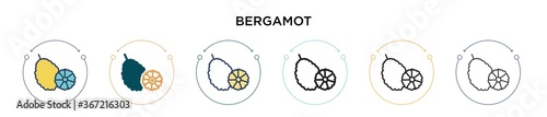 Bergamot icon in filled, thin line, outline and stroke style. Vector illustration of two colored and black bergamot vector icons designs can be used for mobile, ui, web