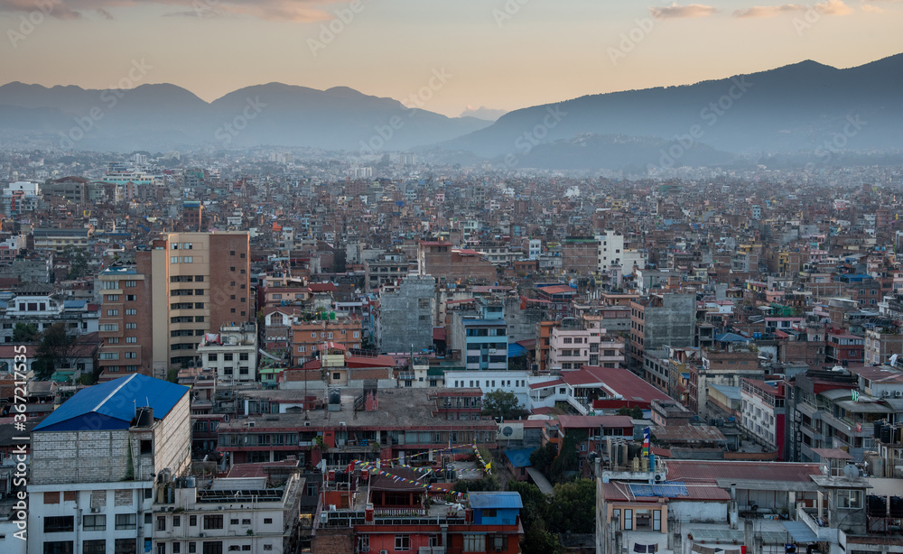 Skyline of Kathmandu city the capital of Nepal Asia during sunset