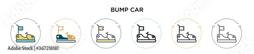 Bump car icon in filled, thin line, outline and stroke style. Vector illustration of two colored and black bump car vector icons designs can be used for mobile, ui, web