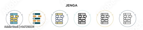 Jenga icon in filled, thin line, outline and stroke style. Vector illustration of two colored and black jenga vector icons designs can be used for mobile, ui, web
