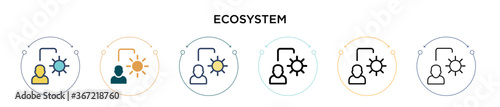 Ecosystem icon in filled, thin line, outline and stroke style. Vector illustration of two colored and black ecosystem vector icons designs can be used for mobile, ui, web