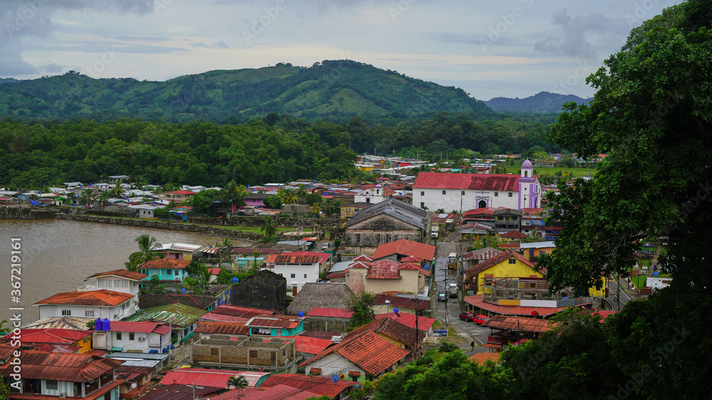 Top view of Portobelo village, Panama