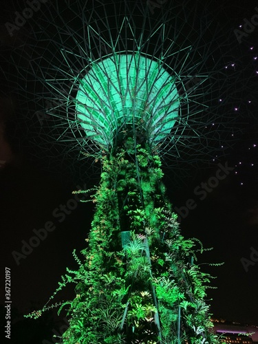 Arbre artificiel lumineux des jardins de la Baie à Singapour