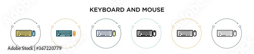 Keyboard and mouse icon in filled, thin line, outline and stroke style. Vector illustration of two colored and black keyboard and mouse vector icons designs can be used for mobile, ui, web