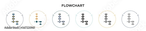 Flowchart icon in filled, thin line, outline and stroke style. Vector illustration of two colored and black flowchart vector icons designs can be used for mobile, ui, web