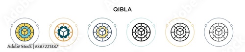 Qibla icon in filled, thin line, outline and stroke style. Vector illustration of two colored and black qibla vector icons designs can be used for mobile, ui, web photo