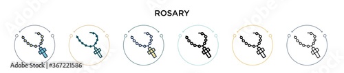 Rosary icon in filled, thin line, outline and stroke style. Vector illustration of two colored and black rosary vector icons designs can be used for mobile, ui, web