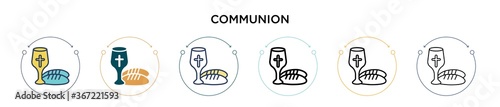 Communion icon in filled, thin line, outline and stroke style. Vector illustration of two colored and black communion vector icons designs can be used for mobile, ui, web
