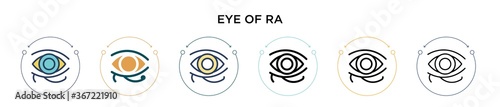 Eye of ra icon in filled, thin line, outline and stroke style. Vector illustration of two colored and black eye of ra vector icons designs can be used for mobile, ui, web