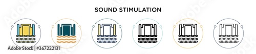 Sound stimulation icon in filled, thin line, outline and stroke style. Vector illustration of two colored and black sound stimulation vector icons designs can be used for mobile, ui, web