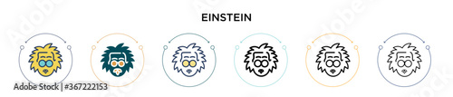 Einstein icon in filled, thin line, outline and stroke style. Vector illustration of two colored and black einstein vector icons designs can be used for mobile, ui, web