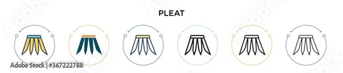 Pleat icon in filled, thin line, outline and stroke style. Vector illustration of two colored and black pleat vector icons designs can be used for mobile, ui, web