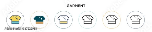 Garment icon in filled, thin line, outline and stroke style. Vector illustration of two colored and black garment vector icons designs can be used for mobile, ui, web