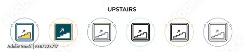 Upstairs sign icon in filled, thin line, outline and stroke style. Vector illustration of two colored and black upstairs sign vector icons designs can be used for mobile, ui, web