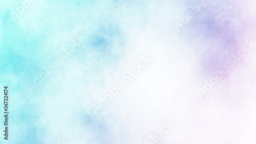 Colored smoke spray. Abstract smoke steam blow out. Fog splash. Alcohol ink and watercolor on colorful background. Copy space for text. Loop animation.