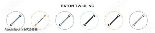 Baton twirling icon in filled, thin line, outline and stroke style. Vector illustration of two colored and black baton twirling vector icons designs can be used for mobile, ui, web