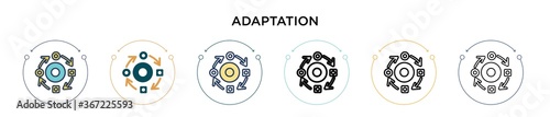 Adaptation icon in filled, thin line, outline and stroke style. Vector illustration of two colored and black adaptation vector icons designs can be used for mobile, ui, web