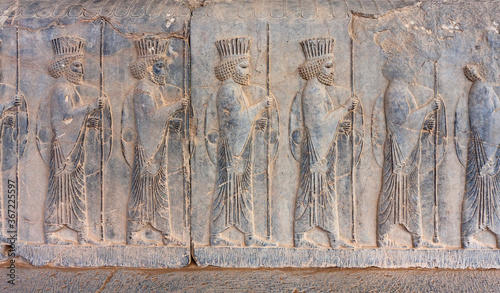Achaemenid Persian Soldiers on the  wall, Persepolis , Iran