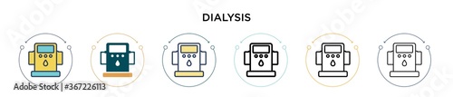 Dialysis icon in filled, thin line, outline and stroke style. Vector illustration of two colored and black dialysis vector icons designs can be used for mobile, ui, web