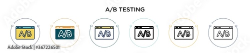 A/b testing icon in filled, thin line, outline and stroke style. Vector illustration of two colored and black a/b testing vector icons designs can be used for mobile, ui, web