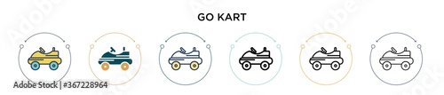 Go kart icon in filled, thin line, outline and stroke style. Vector illustration of two colored and black go kart vector icons designs can be used for mobile, ui, web